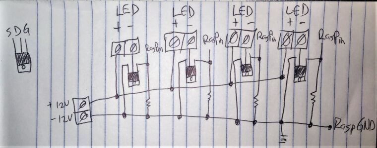 My hand drawn interpretation of the project circuit